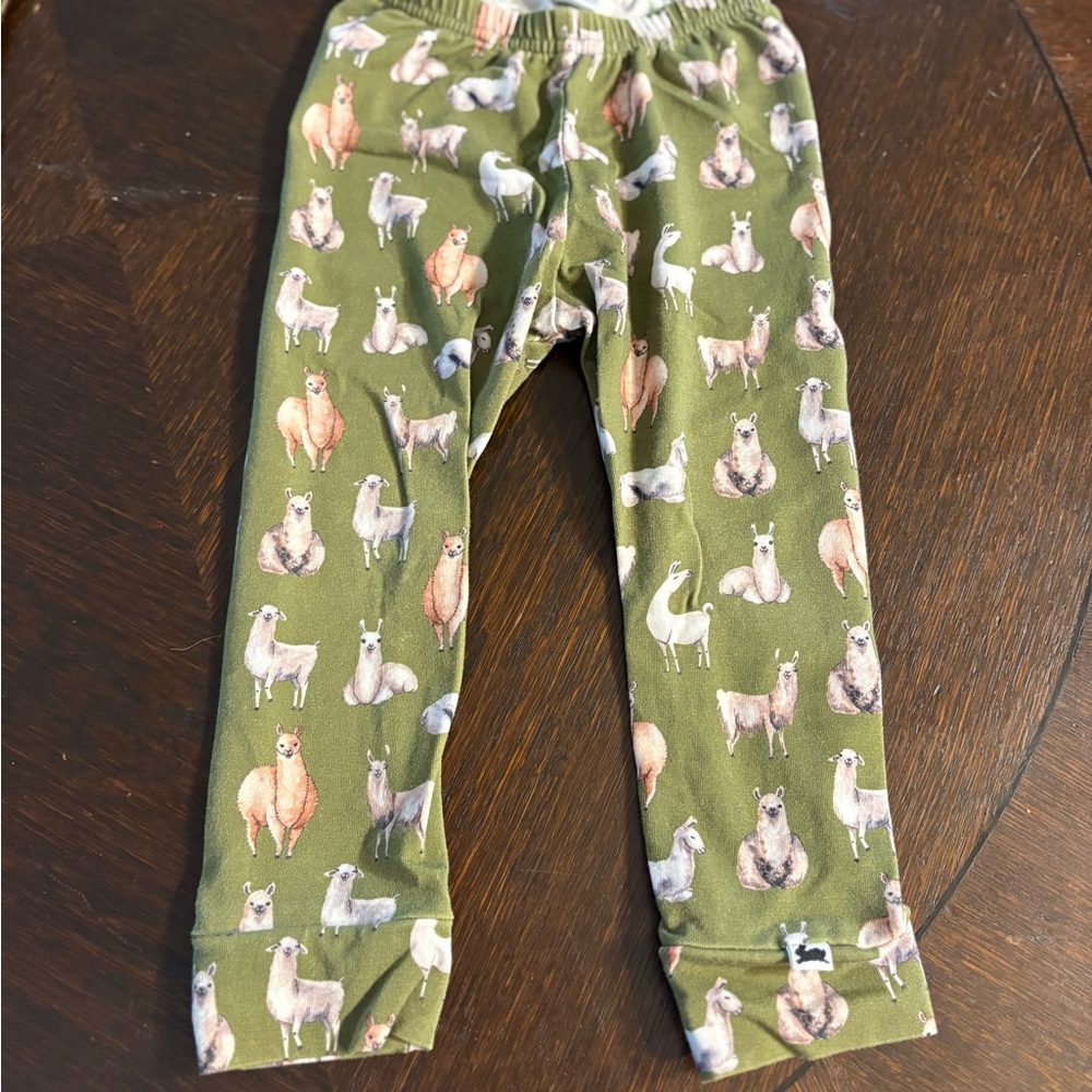 Little & Lively Green Alpaca Print Leggings